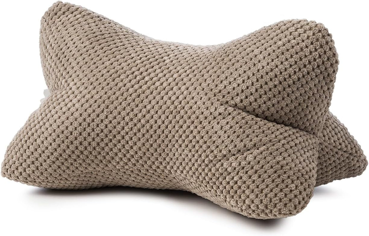 Pernă de citit Gözze - Sven, pernă de gât cu aspect texturat, pernă de citit și relaxare pentru gât și spate, 40 x 25 cm - Taupe