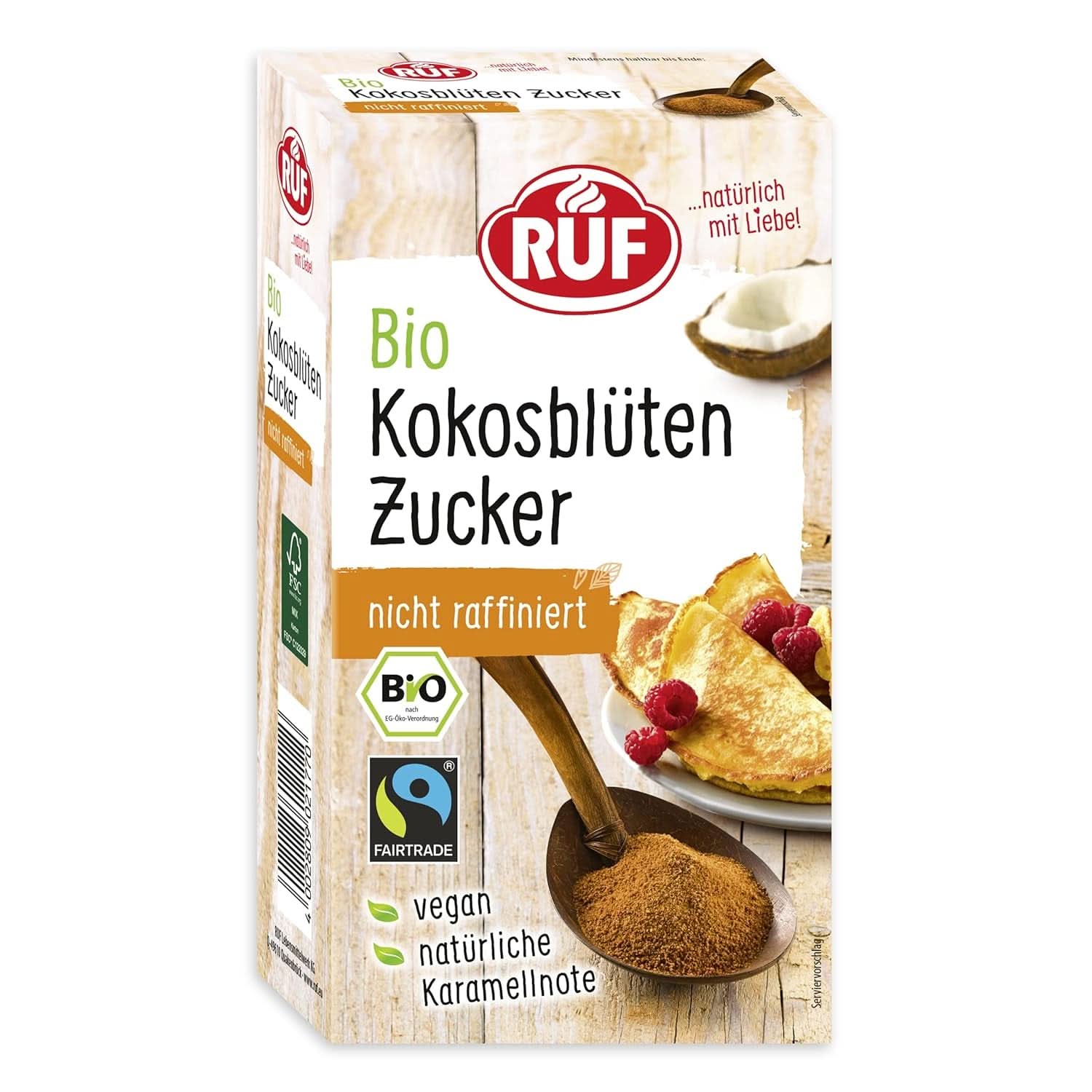 RUF Zucchero di fiori di cocco biologico, dolcificante naturale, gusto caramello, 250 grammi Dolcificanti Naty Shop 250 grammi Zucchero di fiori di cocco