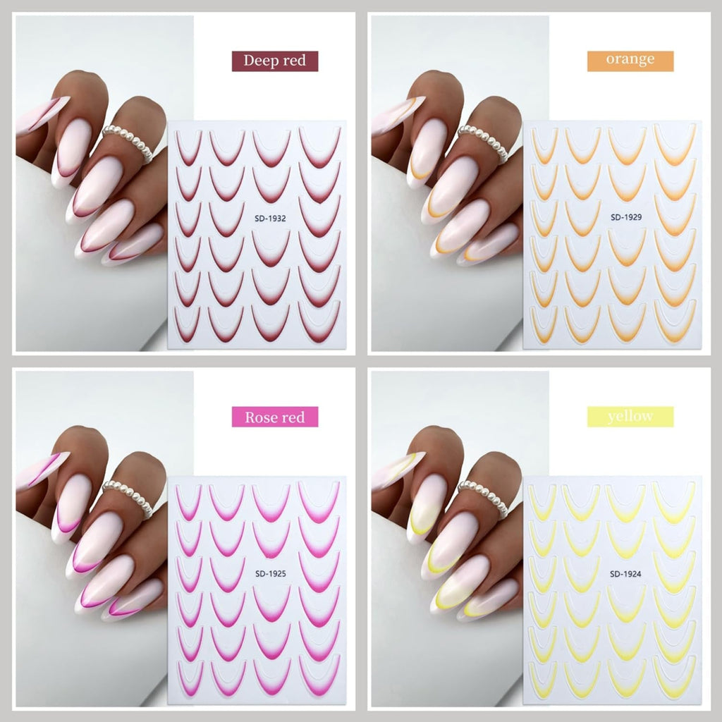 GZMAYUEN 12 culori franceze unghii autocolante 3D franceză culoare gradient unghii autocolante autoadezive unghii design unghii accesorii