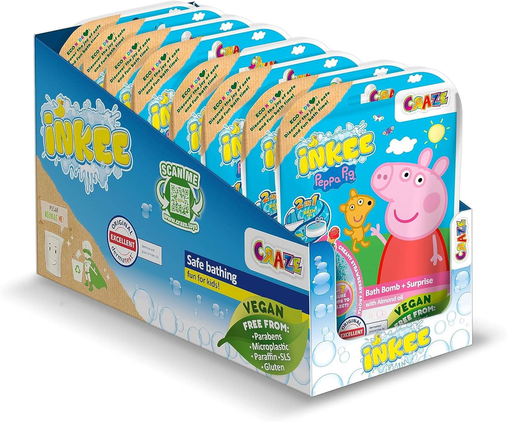 INKEE SURPRISE - Bombe da bagno Peppa Pig per bambini con giocattolo a sorpresa Peppa Pig per la vasca da bagno - additivo da bagno per bambini Mamma e bambino Naty Shop 8 bombe da bagno Peppa Pig con sorpresa