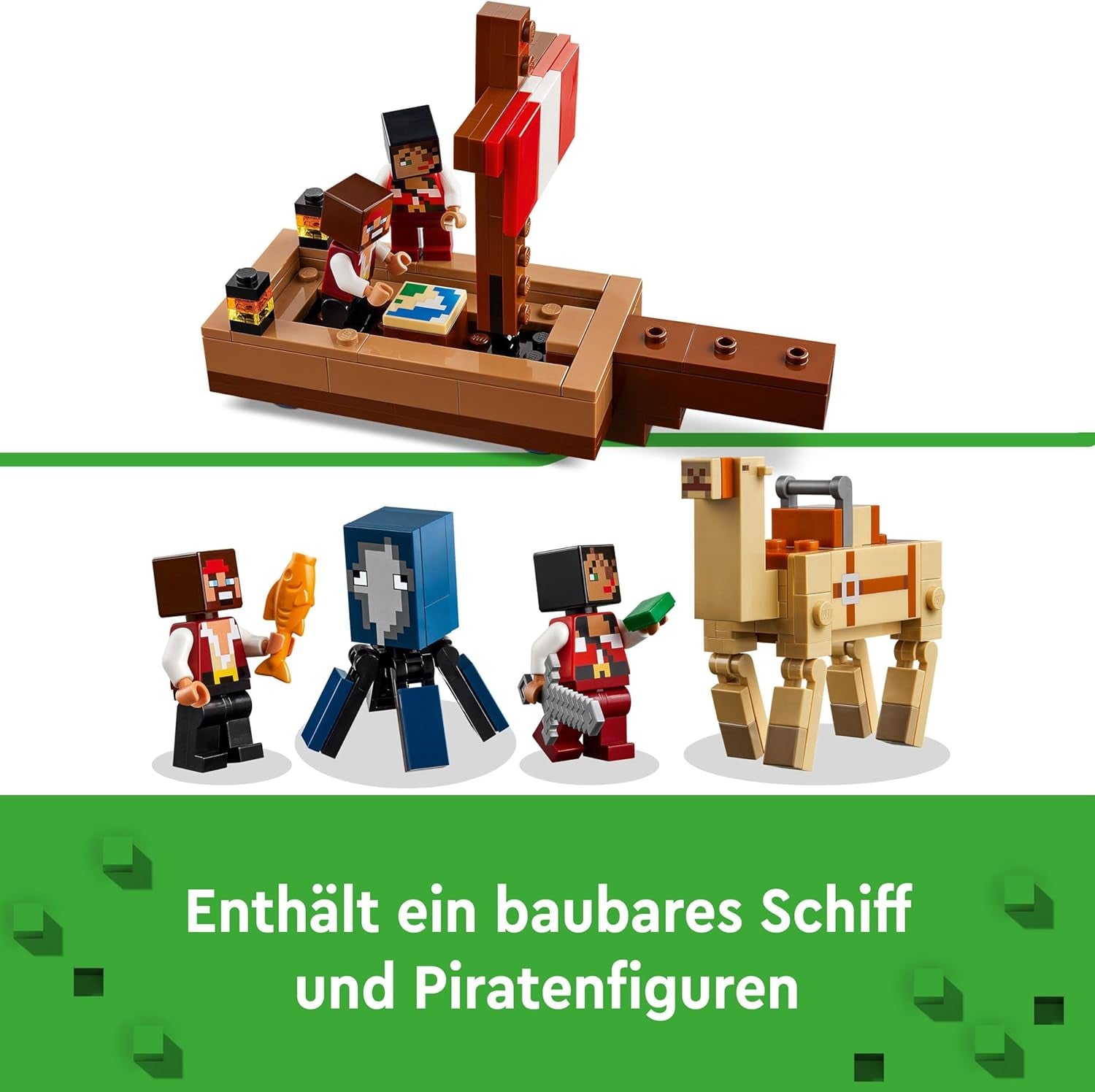 LEGO Minecraft Il Viaggio sulla Nave Pirata Calamari e Cammello Figura del Pirata Giocattolo di Costruzione di una Nave Gioco di Ruolo Regalo per Ragazzi e Ragazze di 8 Anni 21259 Set di Costruzioni Besuche den LEGO-Store