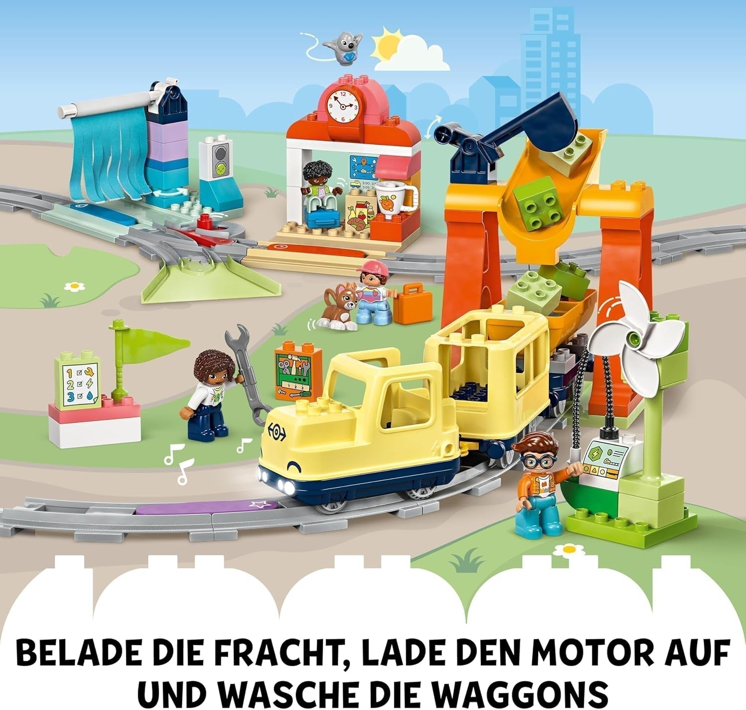 LEGO DUPLO Town Large Interactive Railway, jucărie de construcție pentru copii mici de la 3 ani, locomotivă Push & Go cu lumini și sunete, piese pentru șine, jucărie educativă pentru preșcolari 10428 Seturi de constructie Besuche den LEGO-Store