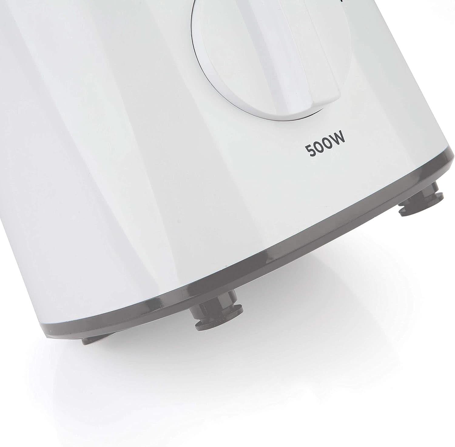 BLACK+DECKER Impastatrice | 500 W | 2 velocità | Funzione impulso | Tappeto in vetro | 1,5 l | Edelstahlmesser Mit 4 Klingen | Herausnehmbar Und Leicht Zu Reinigen | Weiß und Grau Cucina Naty Shop