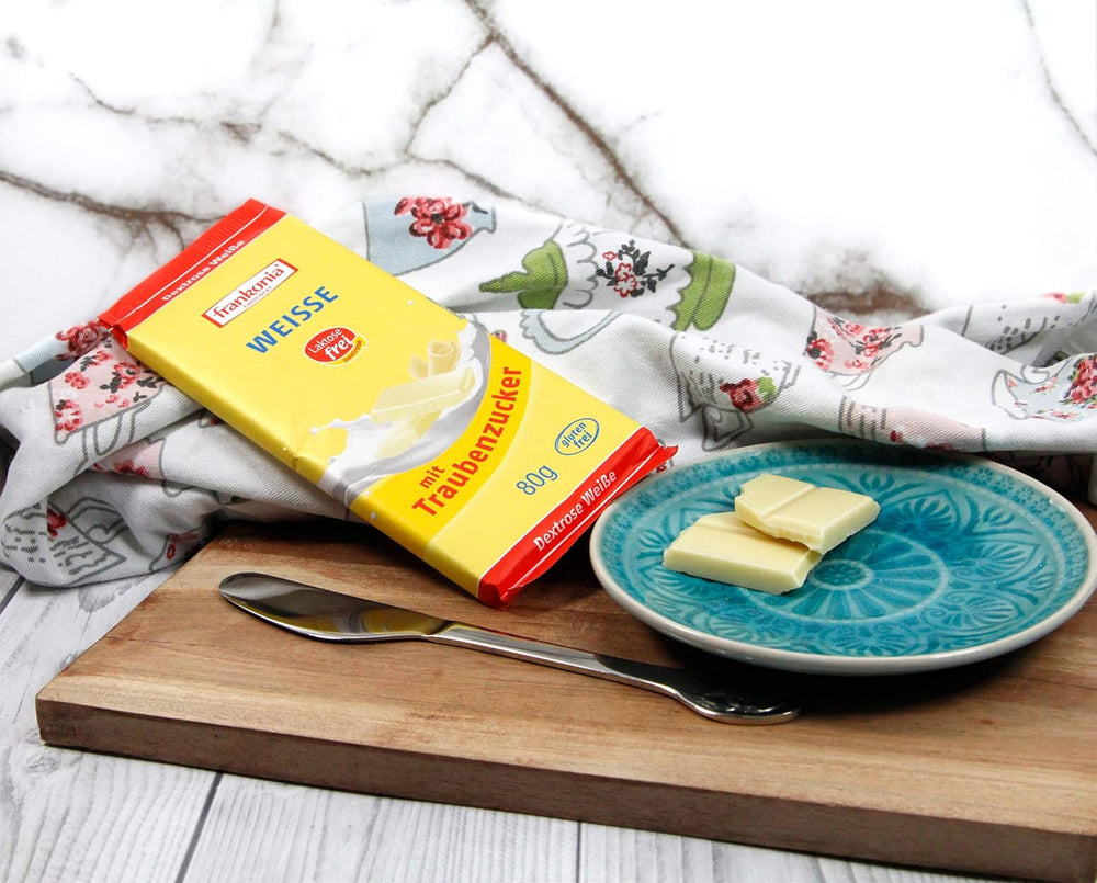 CIOCCOLATO frankonia Cioccolato bianco con destrosio, senza lattosio e senza glutine, 80 g