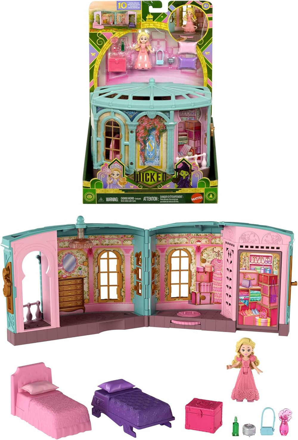 Mattel Universal Pictures Wicked Glindas schwebende Blase, Spielset mit Fahrzeug und Kleiner Glinda-Puppe im bekannten Look, inspiriert vom Film, JFM25, [Mehrfarbig]