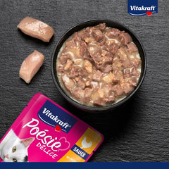 Vitakraft Poésie Délice, Nassfutter Katze, Katzennassfutter in Sauce, mit Huhn, Vorratspackung, ohne Zusatz von Zucker und Getreide (23x 85g)