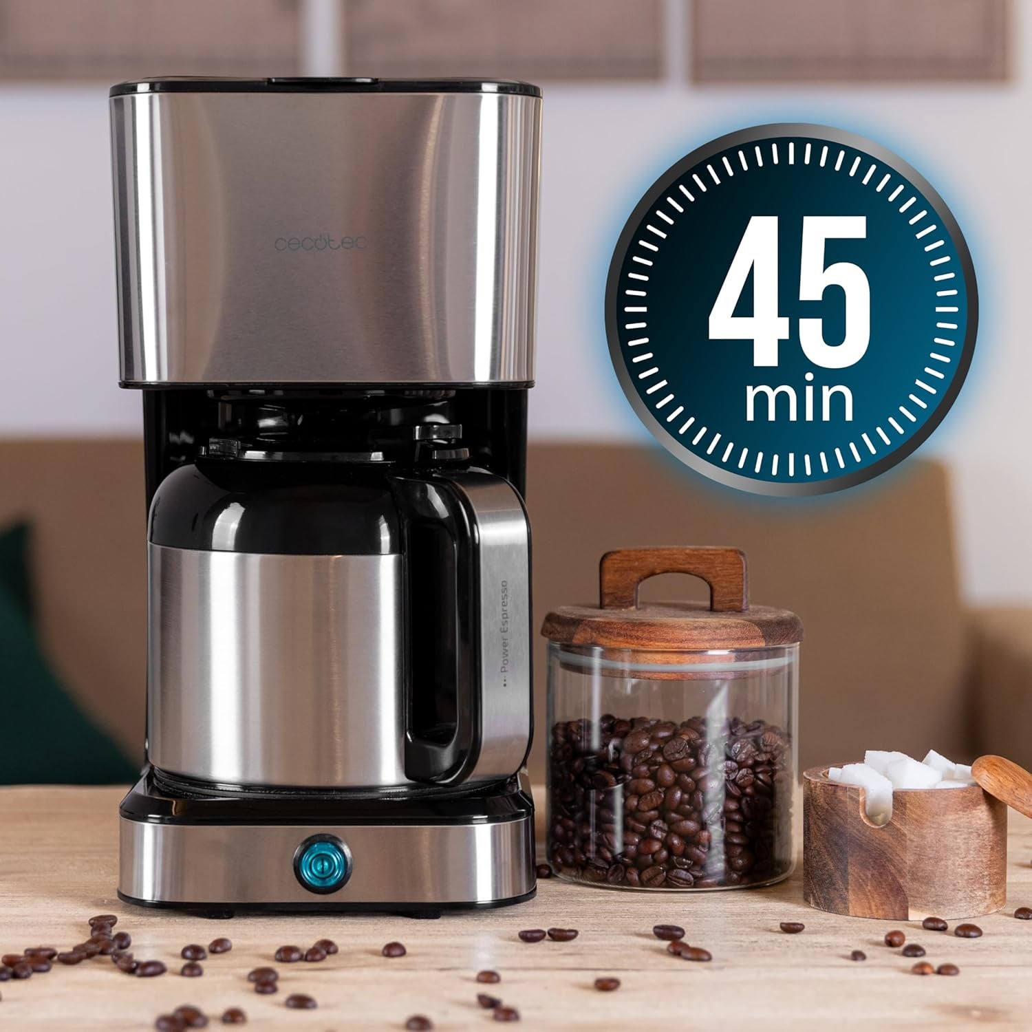 Cafetieră cu picurare Cecotec Coffee 66 Drop & Thermo, 950 W, 1,2 L, 10 cești, tehnologie ExtremeAroma, funcție anti-picurare, indicator nivel apă, filtru principal reutilizabil, protecție la supraîncălzire