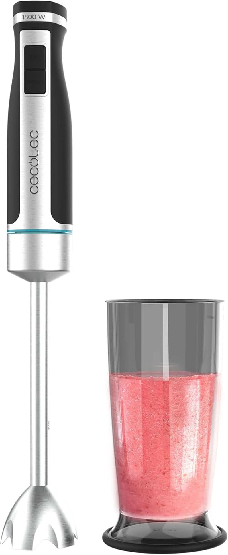 Cecotec Hand-Mixer Powergear 1500 - Klingen Aus Titanium Beschichtung, 21 Geschwindigkeitsstufen, 1500 W, Inklusiv Glas Mit Deckel. (Schwarz Und Edelstahl, XL) Cucina Naty Shop 1 Zubehör