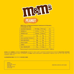 M&M's Confezione sfusa di cioccolato alle arachidi 24 x 45 g di lenticchie al cioccolato aromatizzate alle arachidi regalo al cioccolato (1080 g) ideali come dolcetto a tema calcistico
