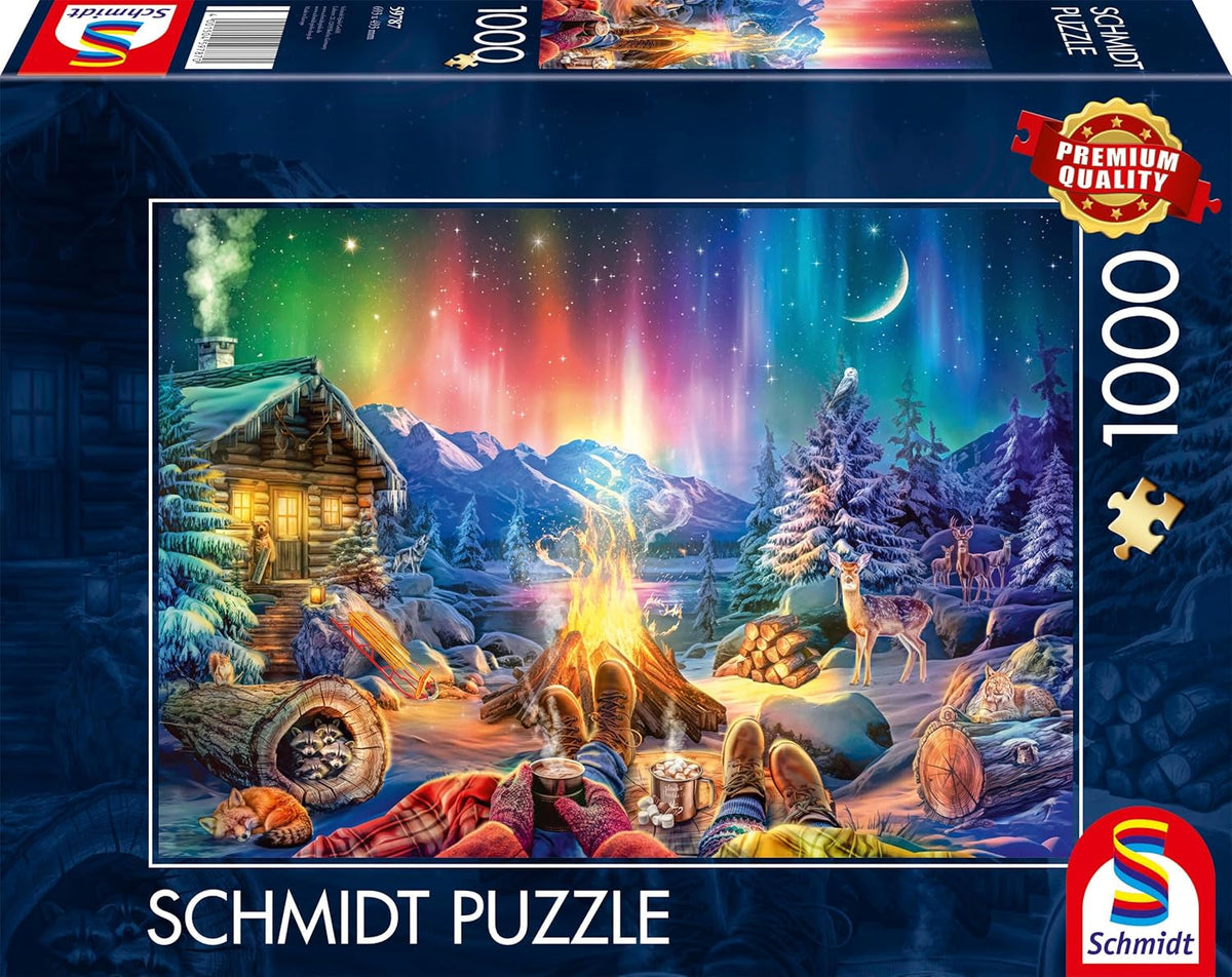 Schmidt Spiele 59787 Foc de tabără romantic sub un cer înstelat, puzzle jigsaw 1000 piese Puzzle Naty Shop Titlu implicit