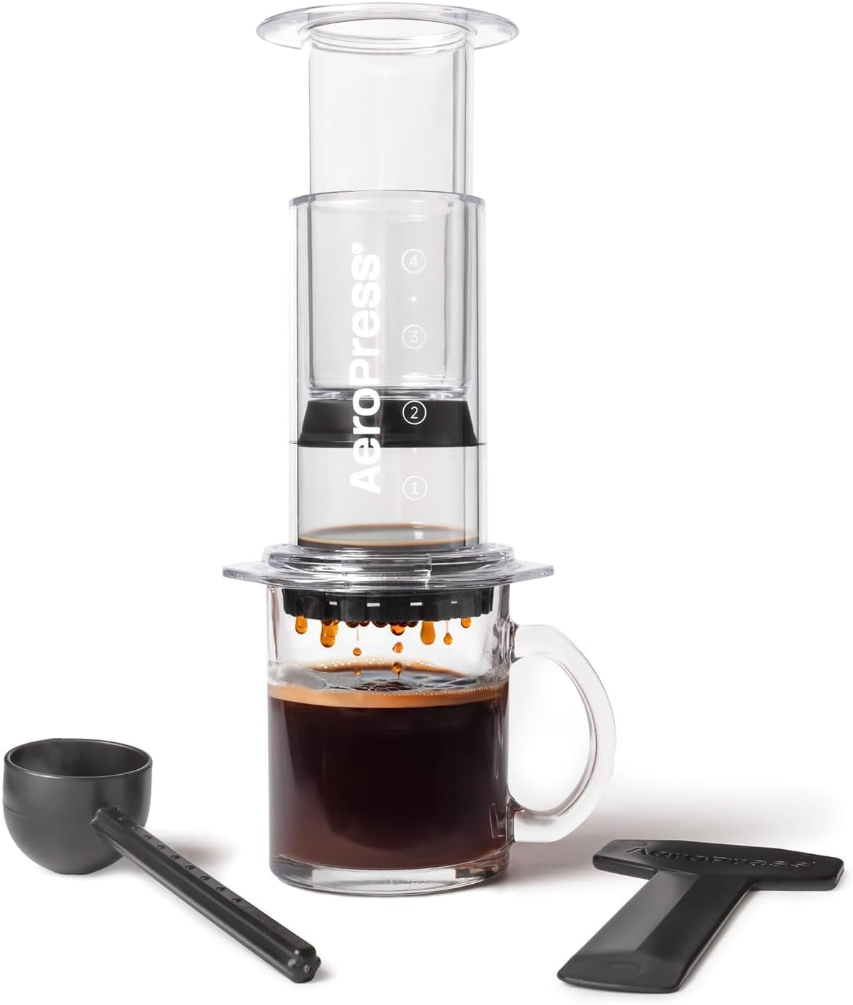 Aparat de cafea și espresso AeroPress Original, aparat de cafea portabil de nivel barista cu cameră, piston și filtre, aparat rapid de cafea și espresso