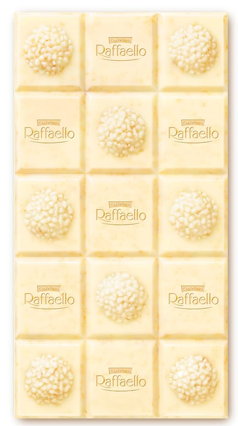 Ferrero Raffaello Tavoletta di Cioccolato - Regalo di San Valentino per Lui e per Lei - Cioccolato Bianco con Crema di Cocco e Mandorle - 1 Tavoletta di Cioccolato x 90g