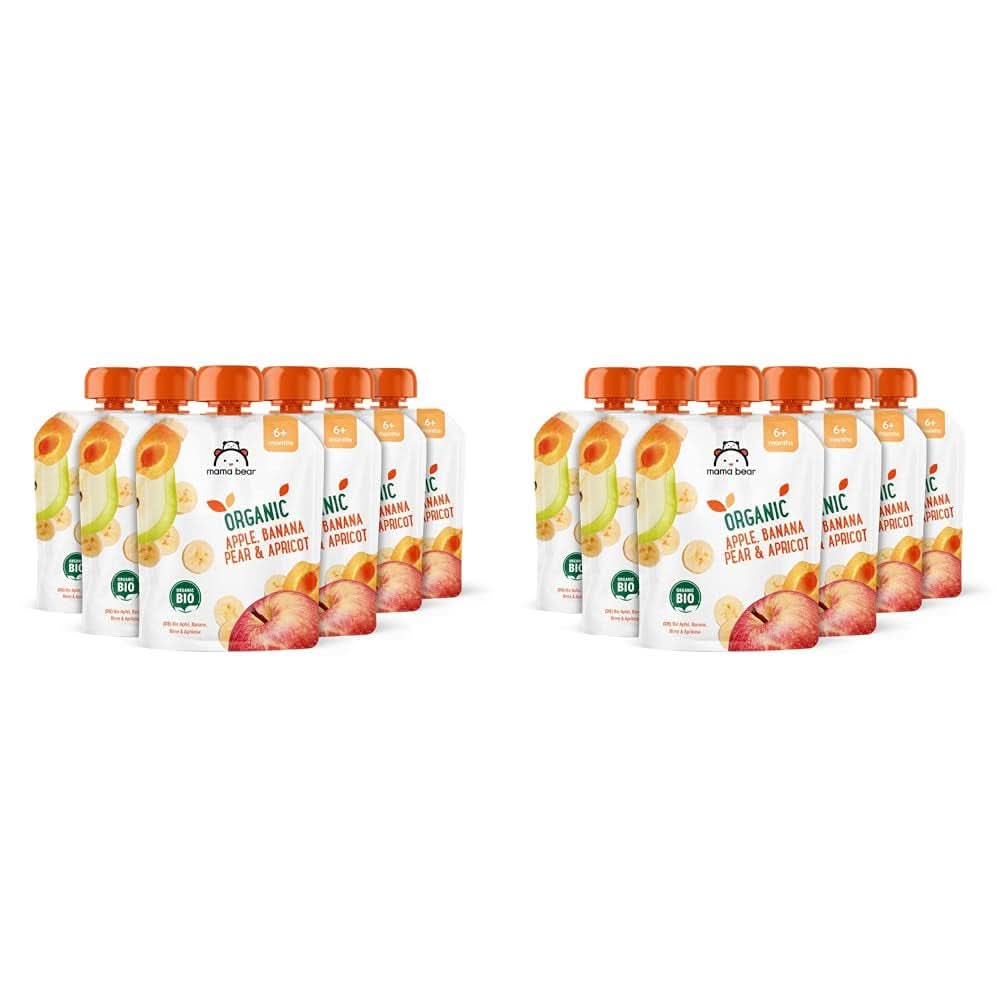 Mama Bear, purea biologica di diversi frutti, set 6 x 90 grammi Mamma e Bambino Naty Shop 12 x 90 grammi Mele, pere, banane e albicocche