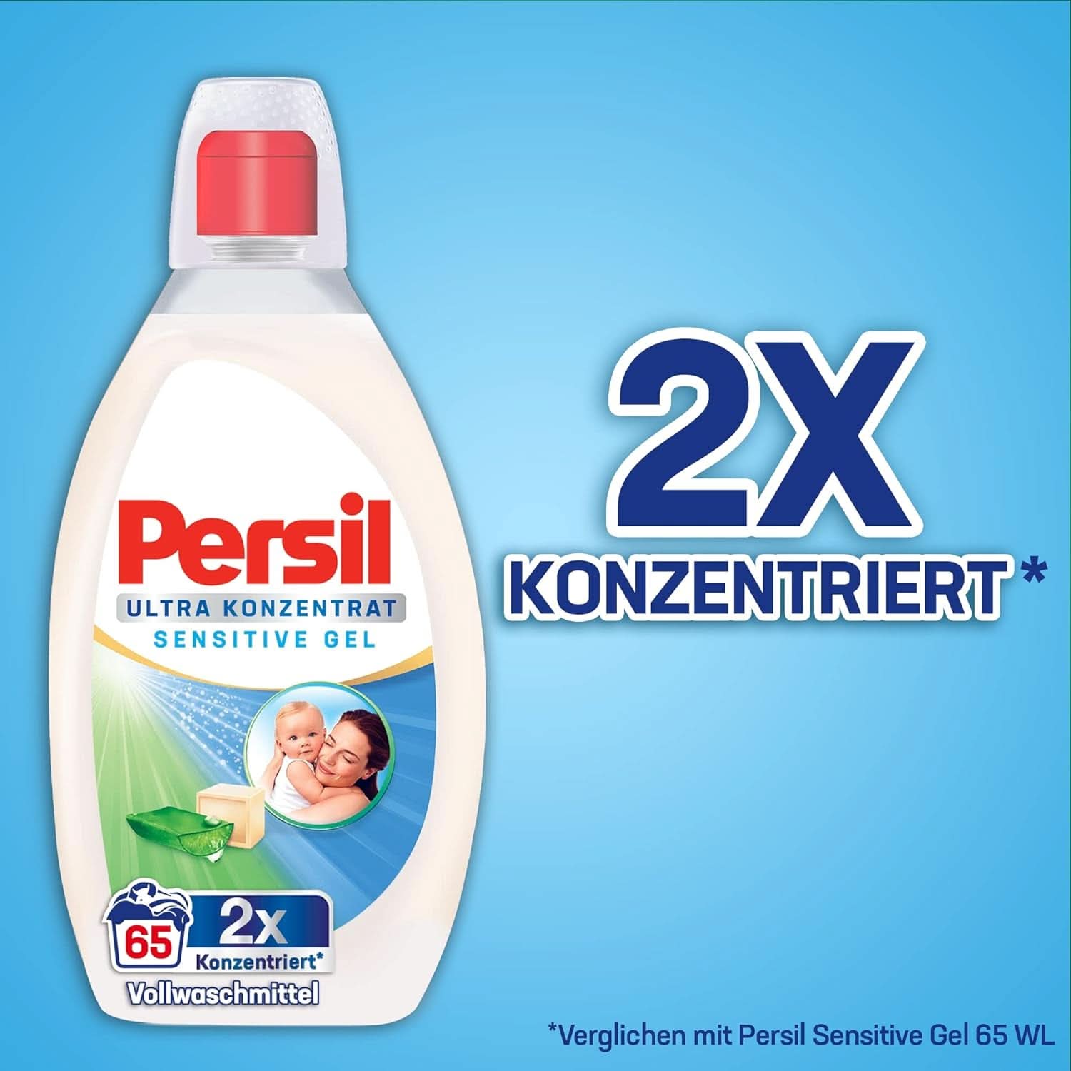 Persil Ultra Concentrate Sensitive Gel (130 lavaggi), Detersivo liquido per allergie e neonati in un flacone più piccolo per meno plastica, Rimuove le macchie difficili, Dermatologicamente testato Detersivi per bucato Naty Shop