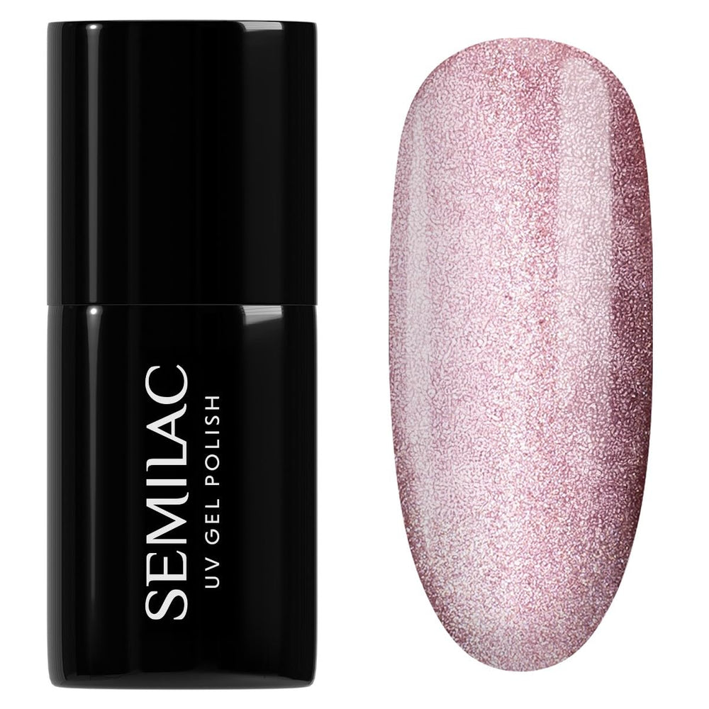 Smalto UV Semilac 664 Lilac Gloss 7 ml – Effetto Cat Eye, Riflessi Unici con Strumento Magnetico – Collezione Gloss Gala