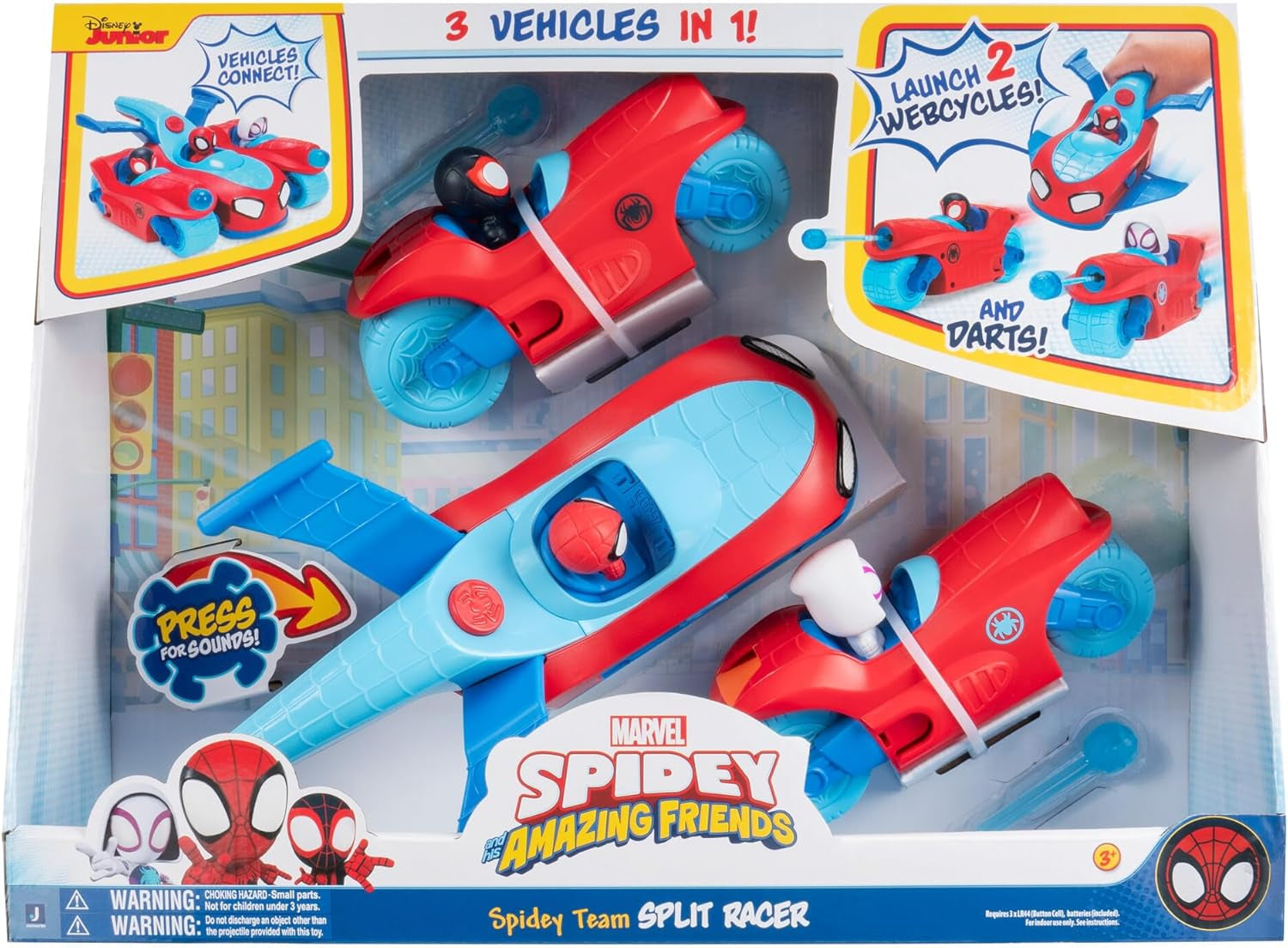 Spidey și superprietenii săi SNF0346 - Team Split Racer, vehicul 3 în 1 cu sunet, vârsta 3+ Papusi Naty Shop Titlu implicit