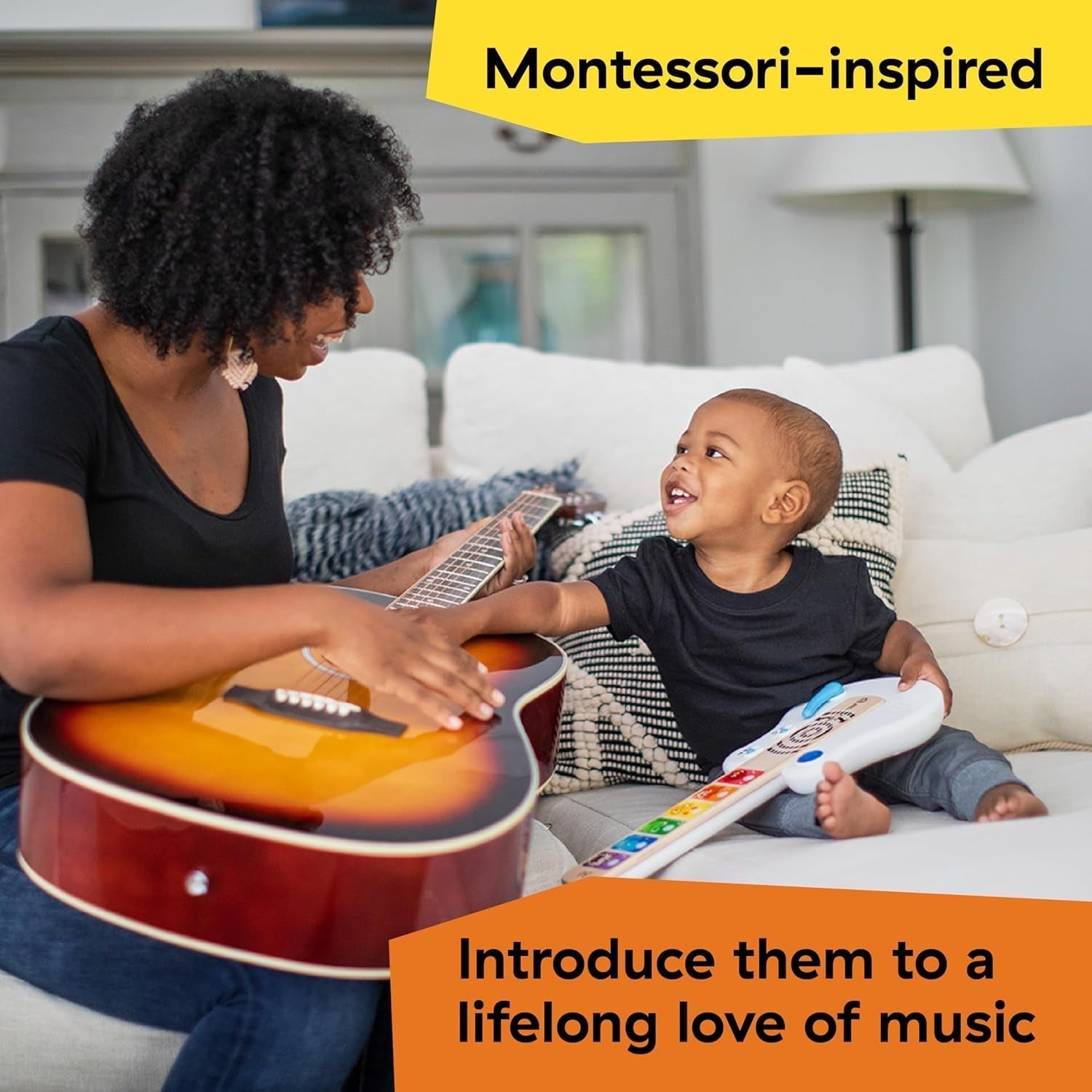 Baby Einstein, Hape, Strum Along Songs Magic Touch jucărie din lemn, jucărie muzicală din lemn chitară, instrumente muzicale electronice, jucărie senzorială și de activitate pentru copii, de la 6 luni Jucarii Bebe Naty Shop