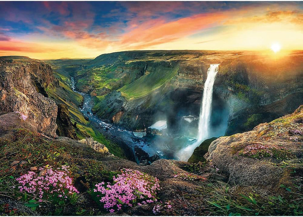 Trefl TR27091 Cascada Haifoss, Islanda 2000 de piese, calitate premium, pentru adulți și copii de la 12 ani Puzzle colorat, lumini din Dubai, roșu Puzzle Naty Shop
