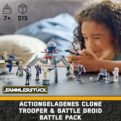 LEGO Star Wars 75372 Battle Pack Clone Trooper e Droide da battaglia, incl. 4 minifigure, 5 droidi e motocicletta speeder con shooter - Giocattolo di costruzione per ragazzi e ragazze dai 7 anni in su Set di costruzione Besuche den LEGO-Store