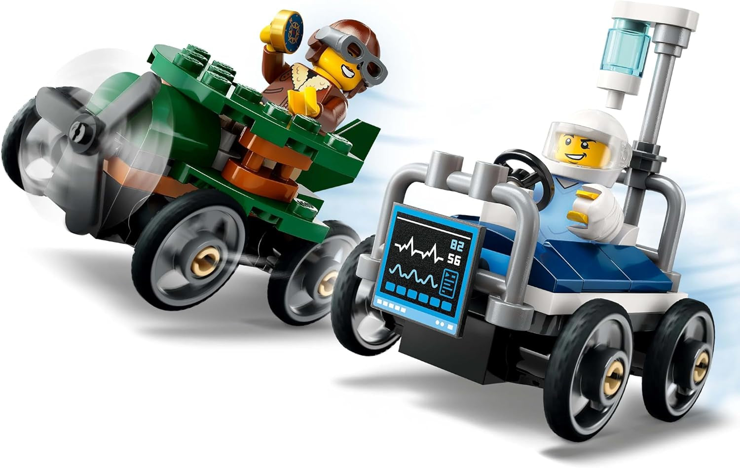 LEGO City Aereo vs. Set auto da corsa per letto d'ospedale - Giocattolo Soapbox per ragazzi e ragazze dai 5 anni - Set da costruzione con 2 minifigure - Regalo di compleanno e di festa 60459 Set da costruzione Besuche den LEGO-Store