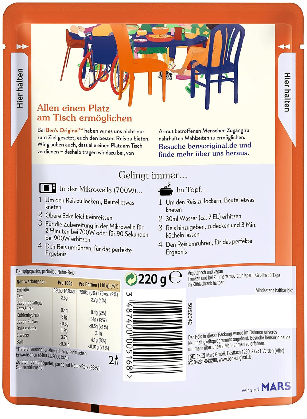 BEN'S ORIGINAL™ riso espresso naturale 6 x 220 g