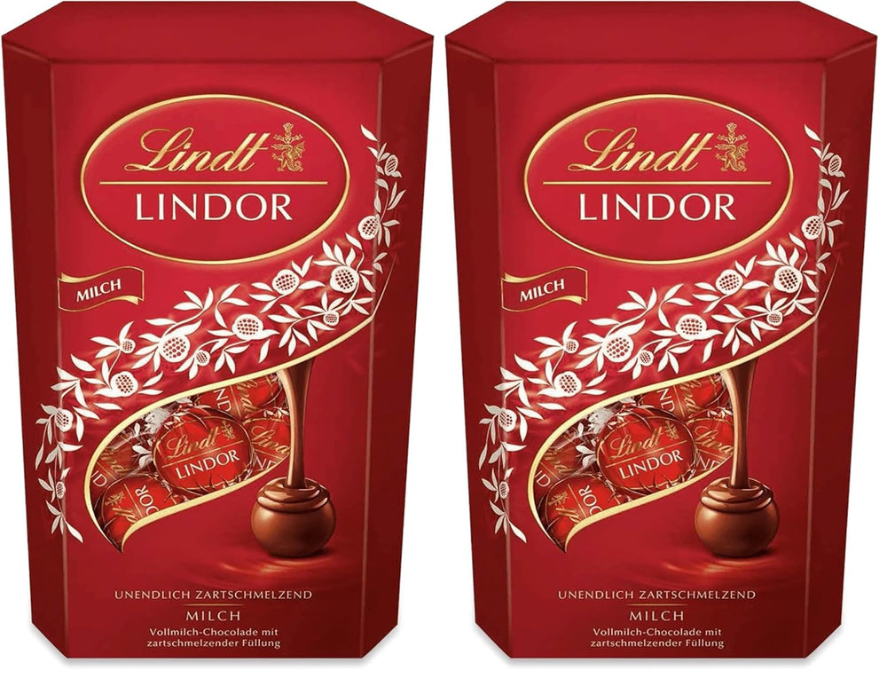 Cioccolata Lindt | Cono di cioccolato al latte LINDOR | 500 g| 38 palline di cioccolato al latte con ripieno che si scioglie in bocca | Regalo di cioccolato