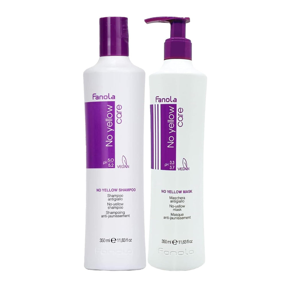 Fanola No Giallo Argento Shampoo contro capelli colorati con macchie Fanola Doccia e Bagno 350 ml Fanola Confezione Maschera No Giallo