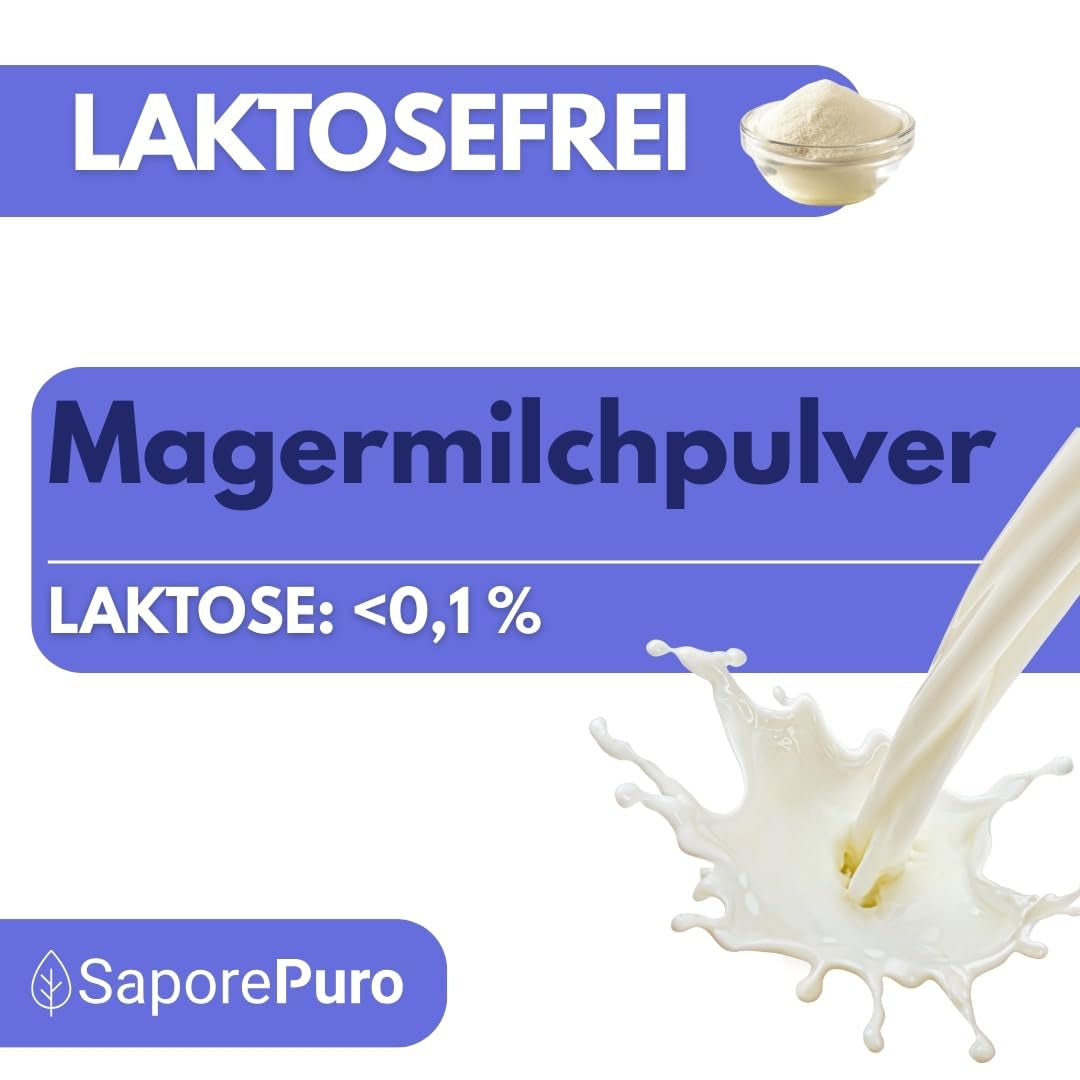 Laktosefreies Magermilchpulver 1 kg | Hohe Löslichkeit | Ideale per prodotti da forno, pane e alimenti. Uso professionale e industriale Senza lattosio Senza glutine