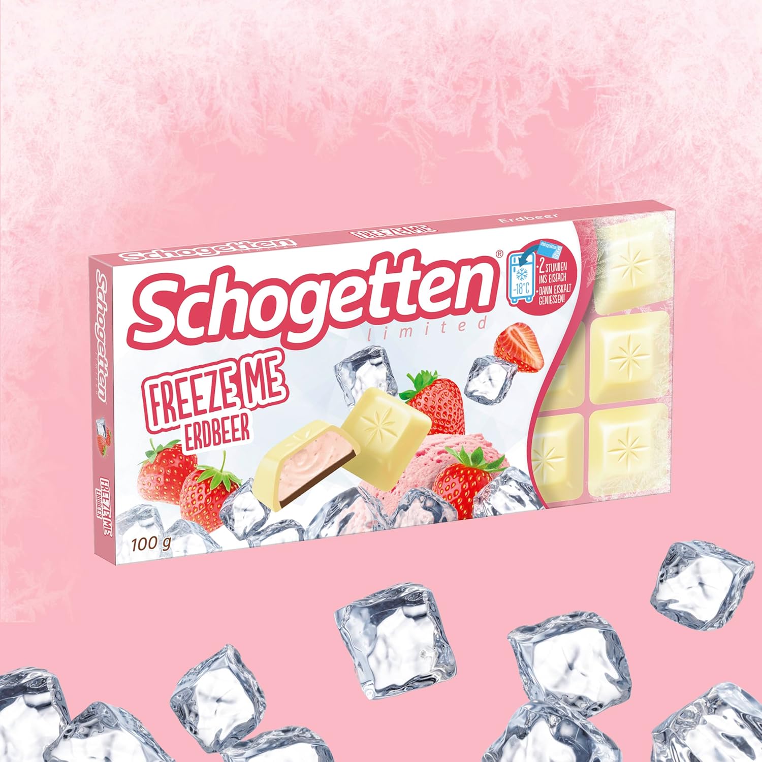 Schogetten Freeze Me Strawberry Limited Edition - Gelato freddo al cioccolato con intenso sapore di fragola