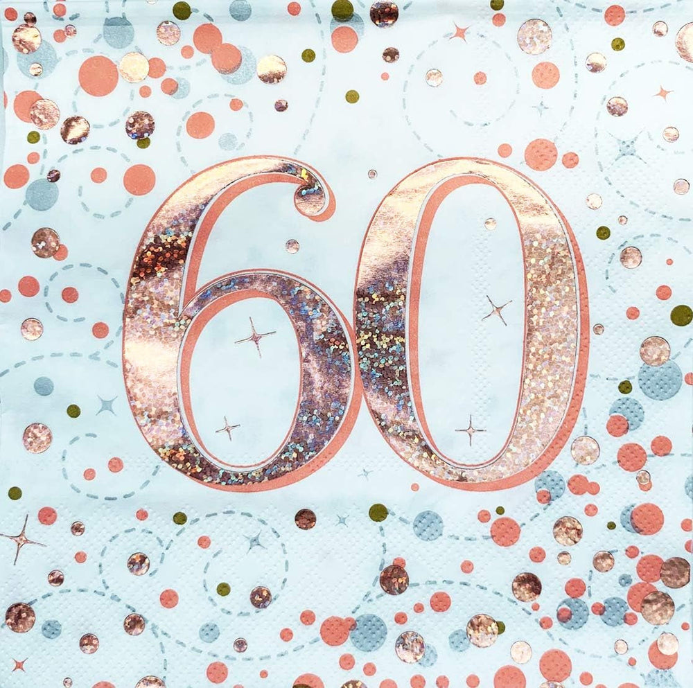 Șervețele Sparkling Fizz 60Th Rose Gold 33 Cm X 33 Cm 3-Ply 16 bucăți