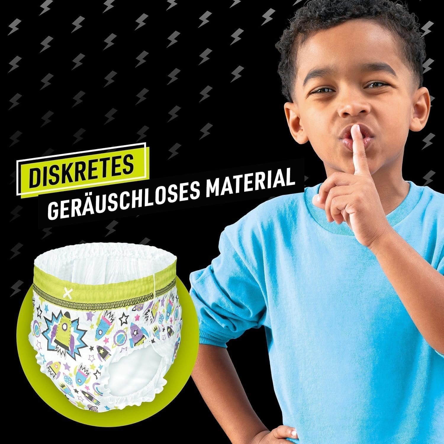 Pantaloni del pigiama dell'astronave, pantaloni da notte assorbenti in confezione da 10, 7 anni, 17 kg-30 kg, protezione dalle perdite per tutta la notte