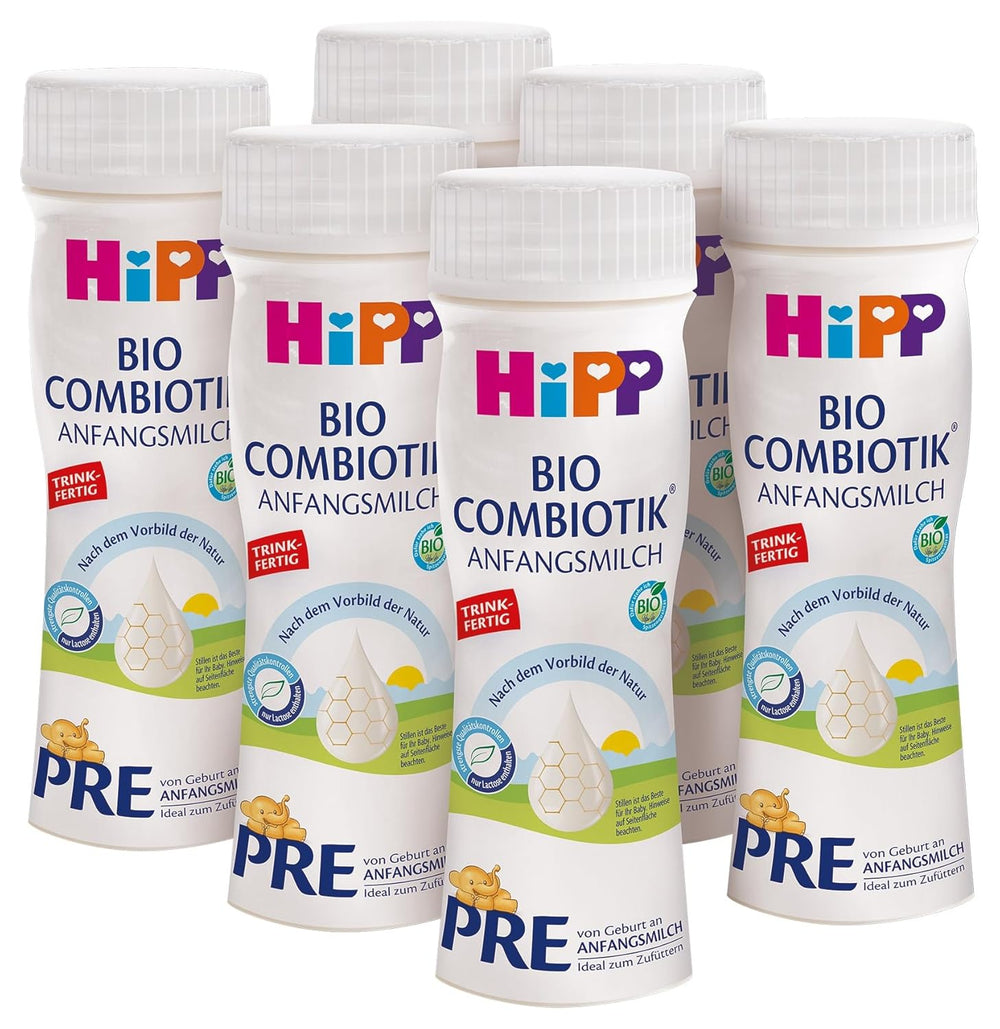 HiPP PRE Formula combinata biologica pronta da bere (6 x 200 ml) Latte per neonati solo dalla nascita Contiene lattosio come carboidrati Miglior biologico