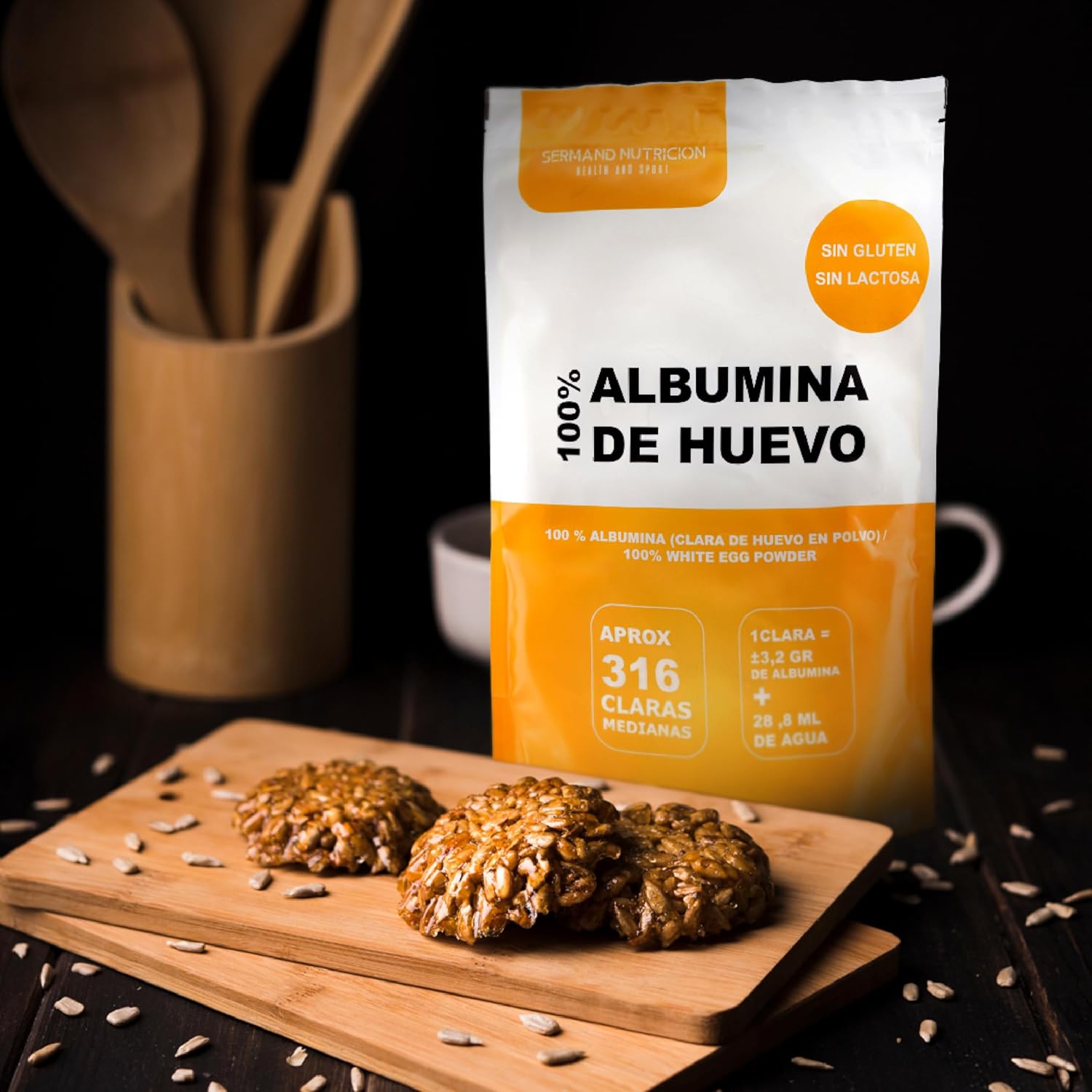 Sermand Nutrition Albumina d'uovo 100% in polvere Senza glutine Senza lattosio