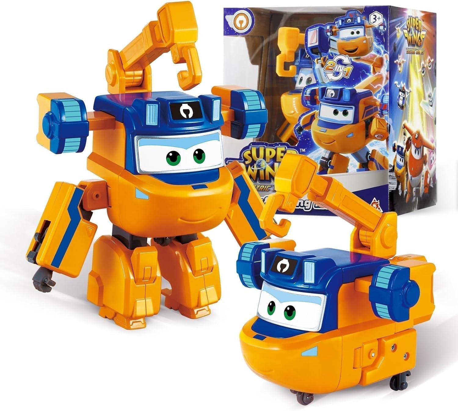 Aereo di trasformazione Super Wings Traver sovralimentato, ca. Figure da gioco per bambini grandi da 12,7 cm Figura di aeroplano giocattolo e robot per ragazzi e ragazze di età superiore a 3 anni Figure d'azione in argento Naty Shop Marty