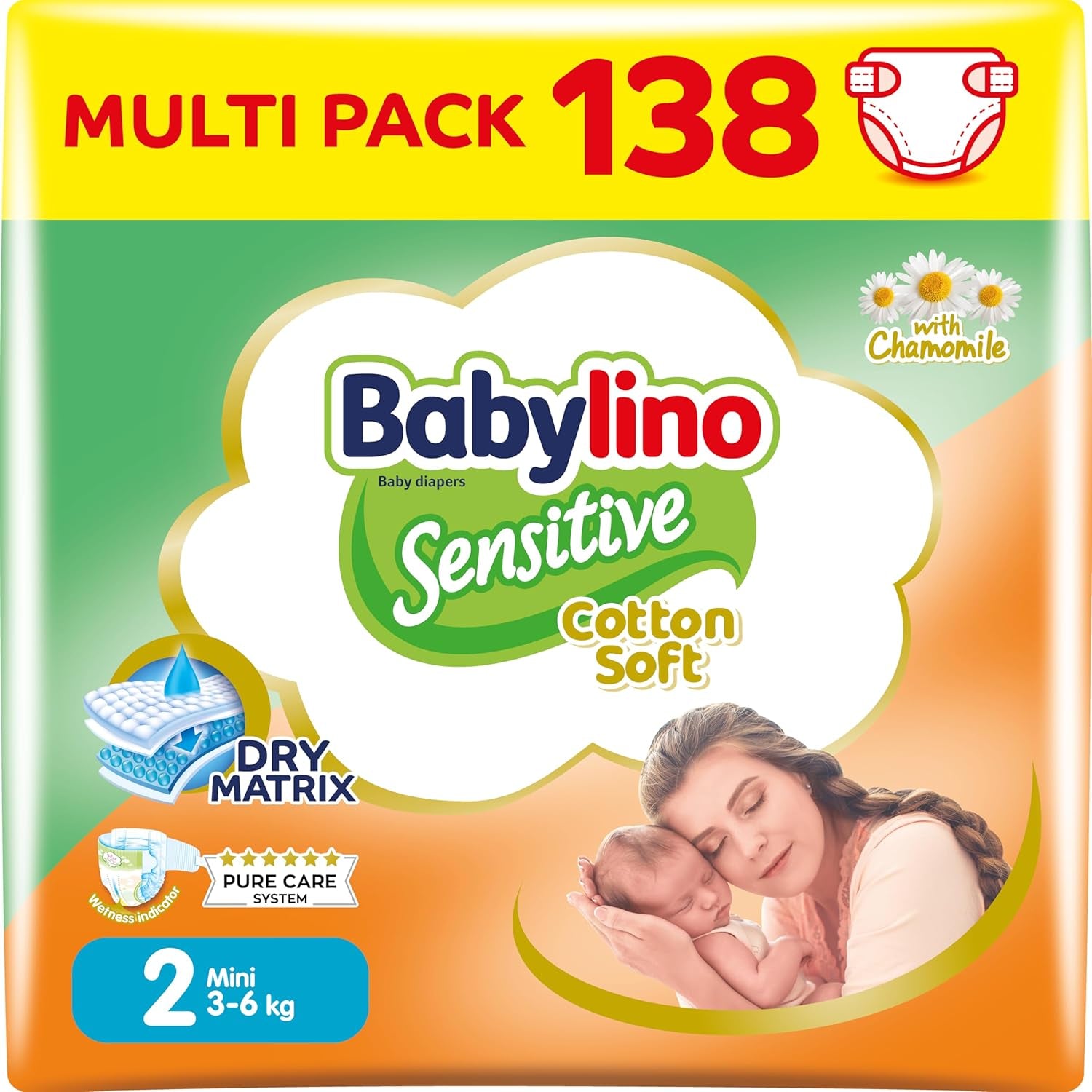 Pannolini per bambini sensibili, taglia 7, extra large plus (+15 kg), 14 pezzi