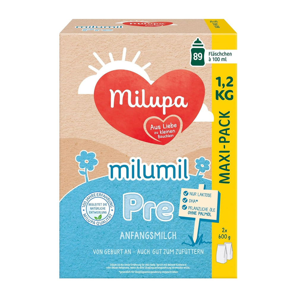 Milupa Milumil Pre, Latte in polvere per neonati - Con importanti nutrienti e senza olio di palma - 800 g Naty Shop 1.2 Kg Milumil Pre