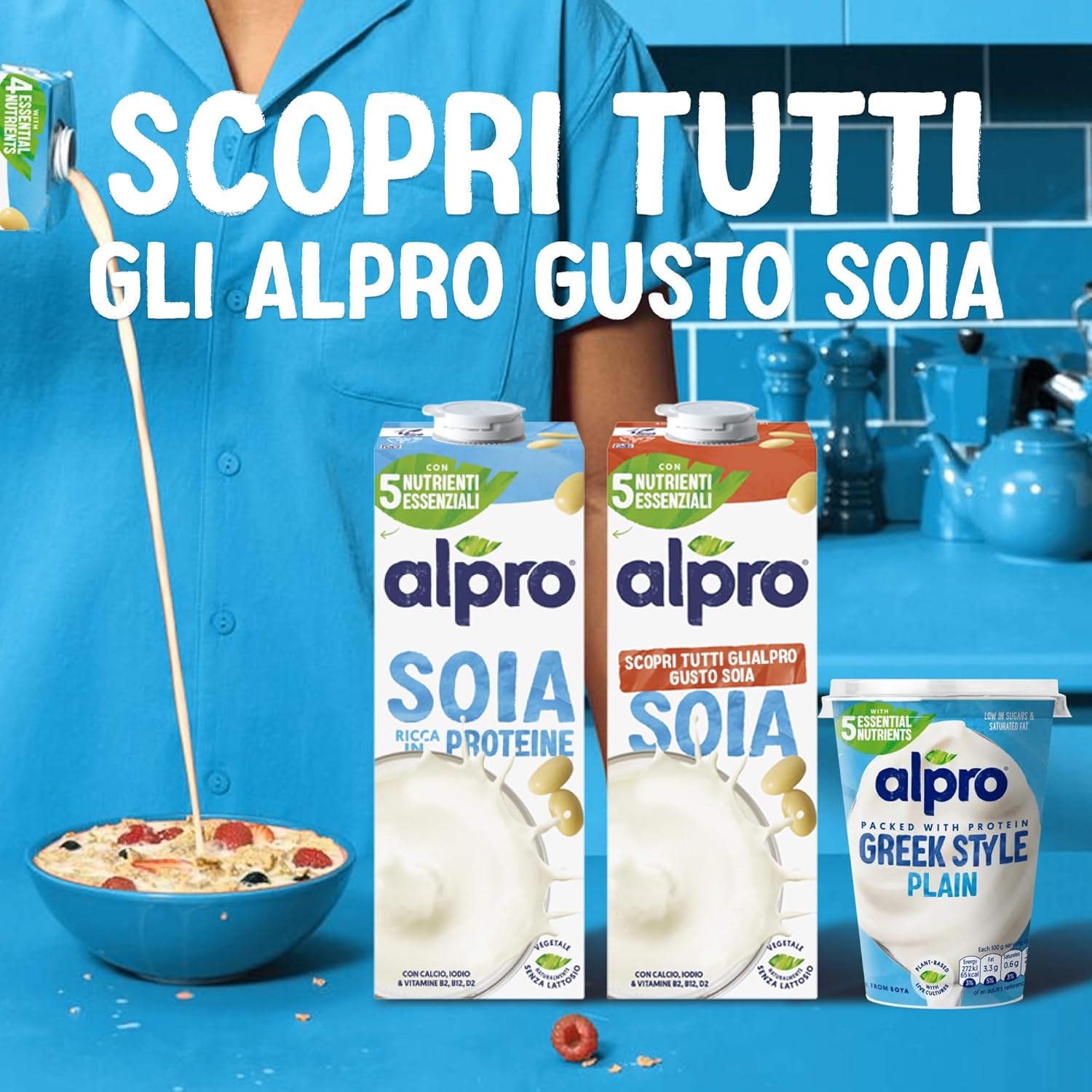 Alpro Soia Drink Natural 12x1L - Zero lattosio, senza glutine