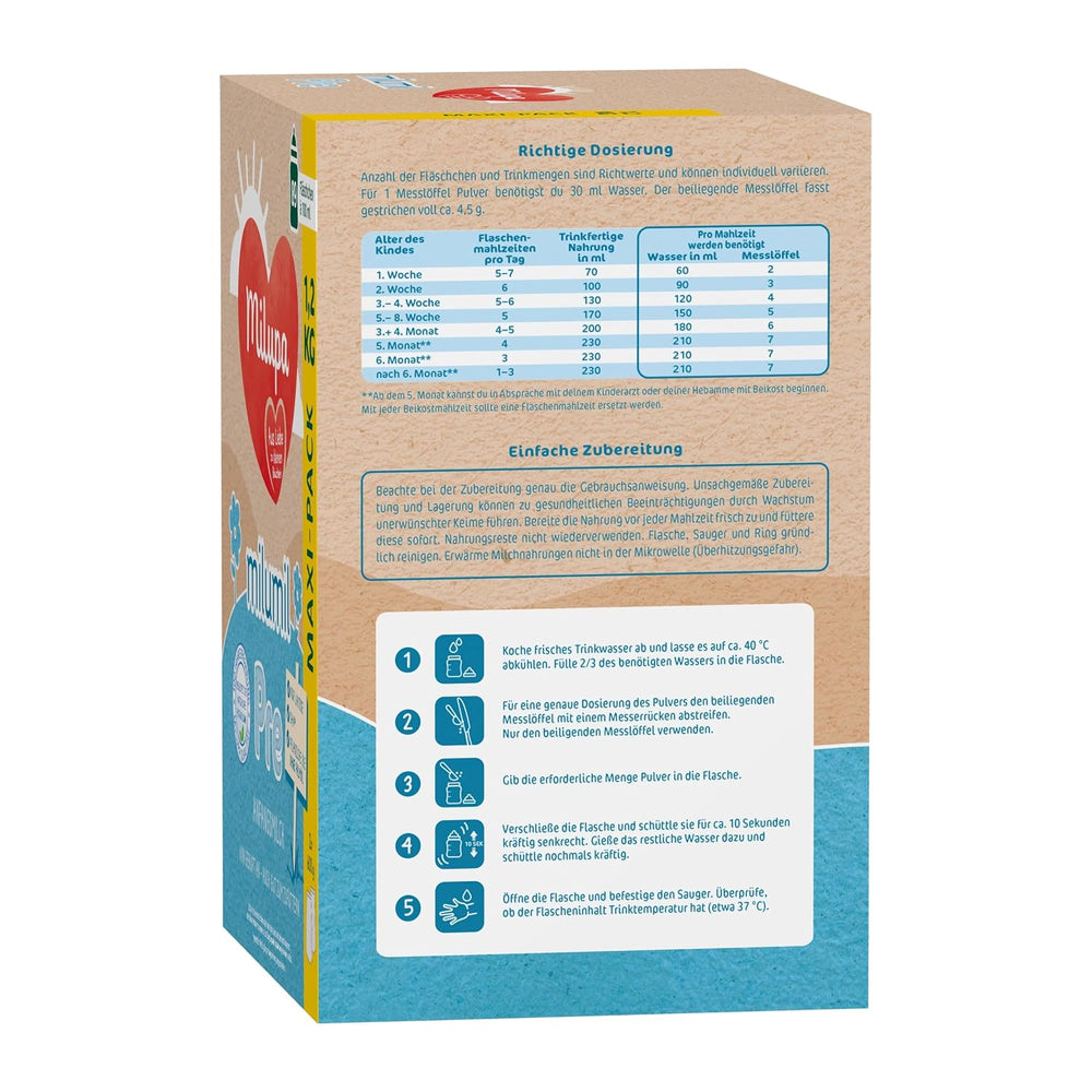 Milupa Milumil Pre, Latte in polvere per neonati - Con importanti nutrienti e senza olio di palma - 800 g Naty Shop