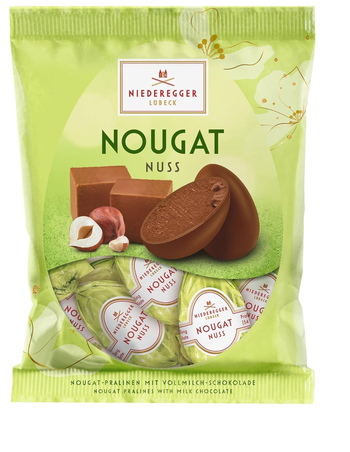 Niederegger | Uova di torrone | 1x87 g | Uova Di Nocciola E Torrone Ricoperti Di Cioccolato Al Latte | Regalo di Pasqua | Uova di Pasqua