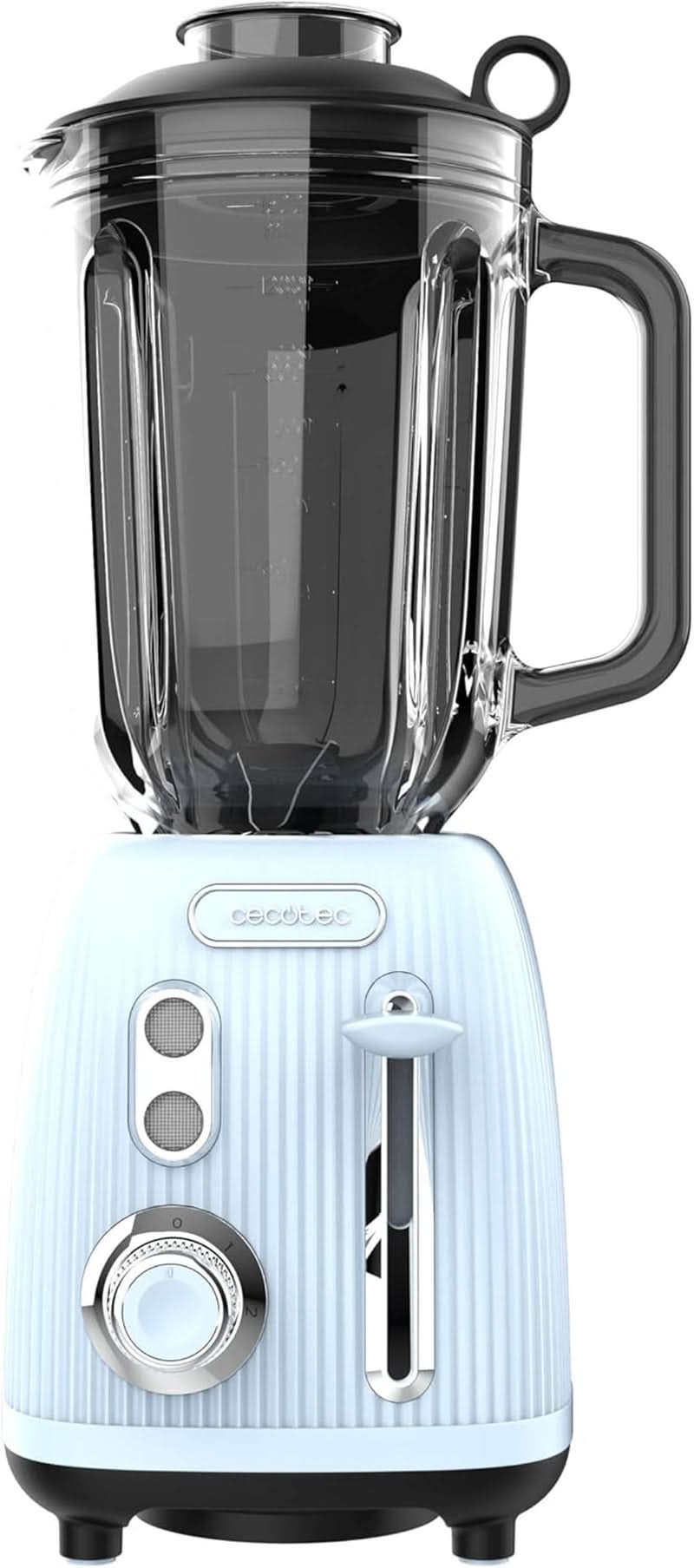 Cecotec Robot da cucina Retro Power Black Titanium Retroblue, 1200 W Maximale Leistung, 1.5 L Glasbehälter, Einstellbare Geschwindigkeit, 4 Klingen Mit Schwarzem Titanbeschichtung, 100% Kupfermotor. Negozio di cucina Naty