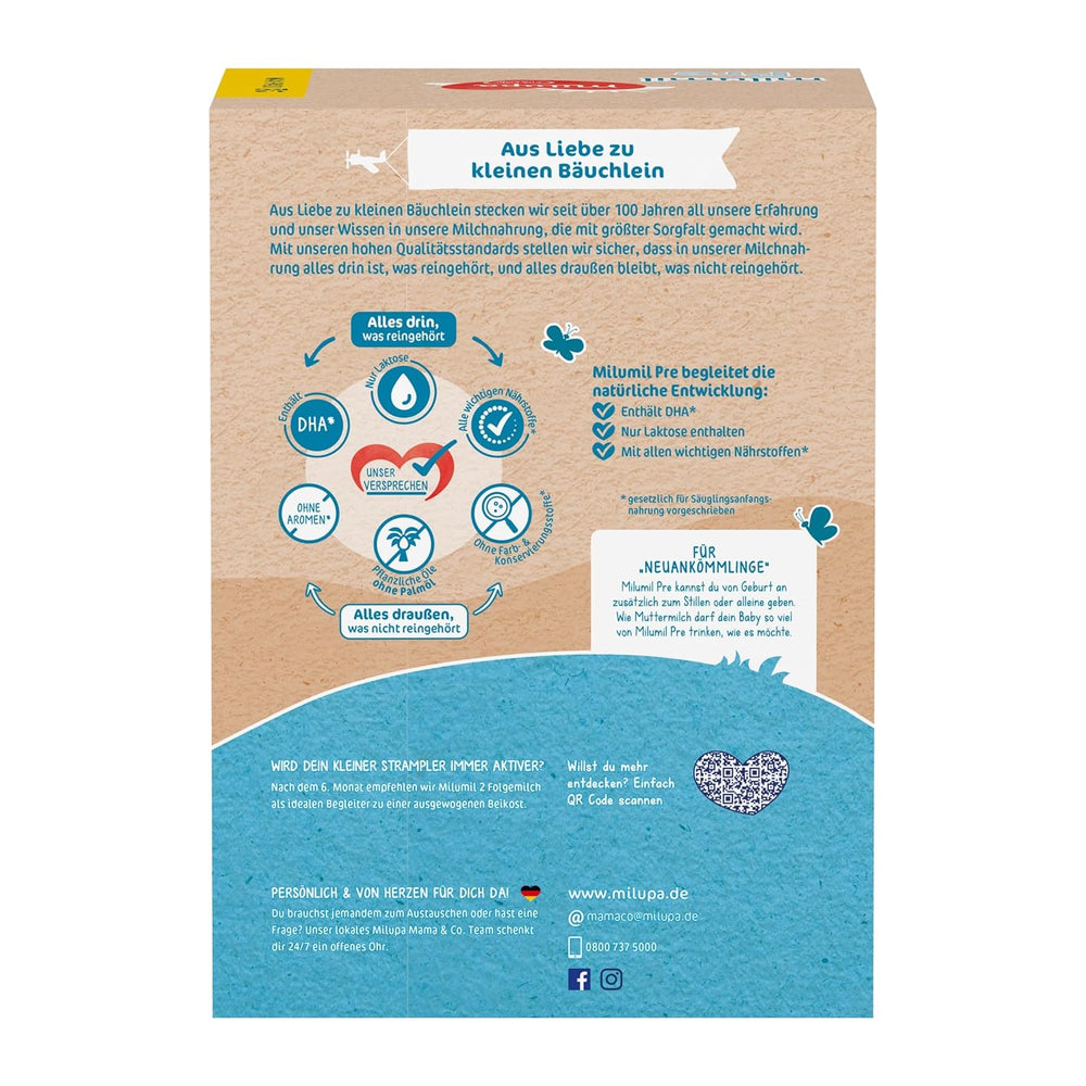 Milupa Milumil Pre, Latte in polvere per neonati - Con importanti nutrienti e senza olio di palma - 800 g Naty Shop