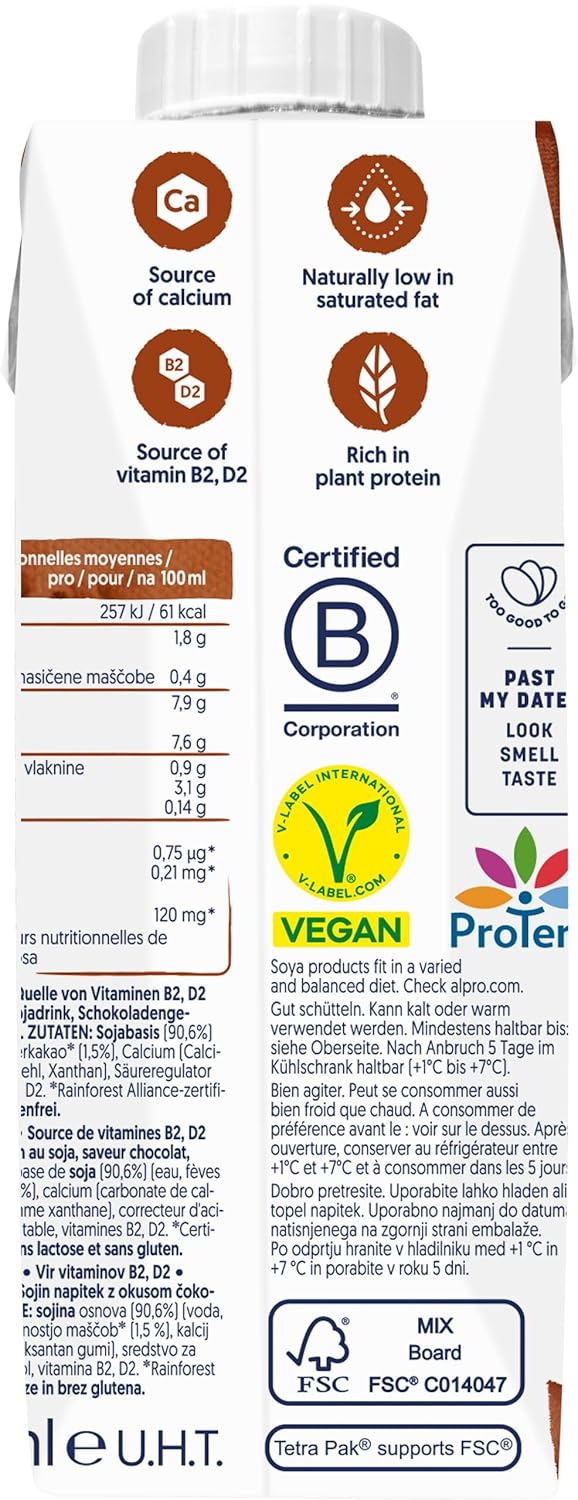 Bevanda di soia al cioccolato Alpro - Vegana, senza lattosio, senza glutine