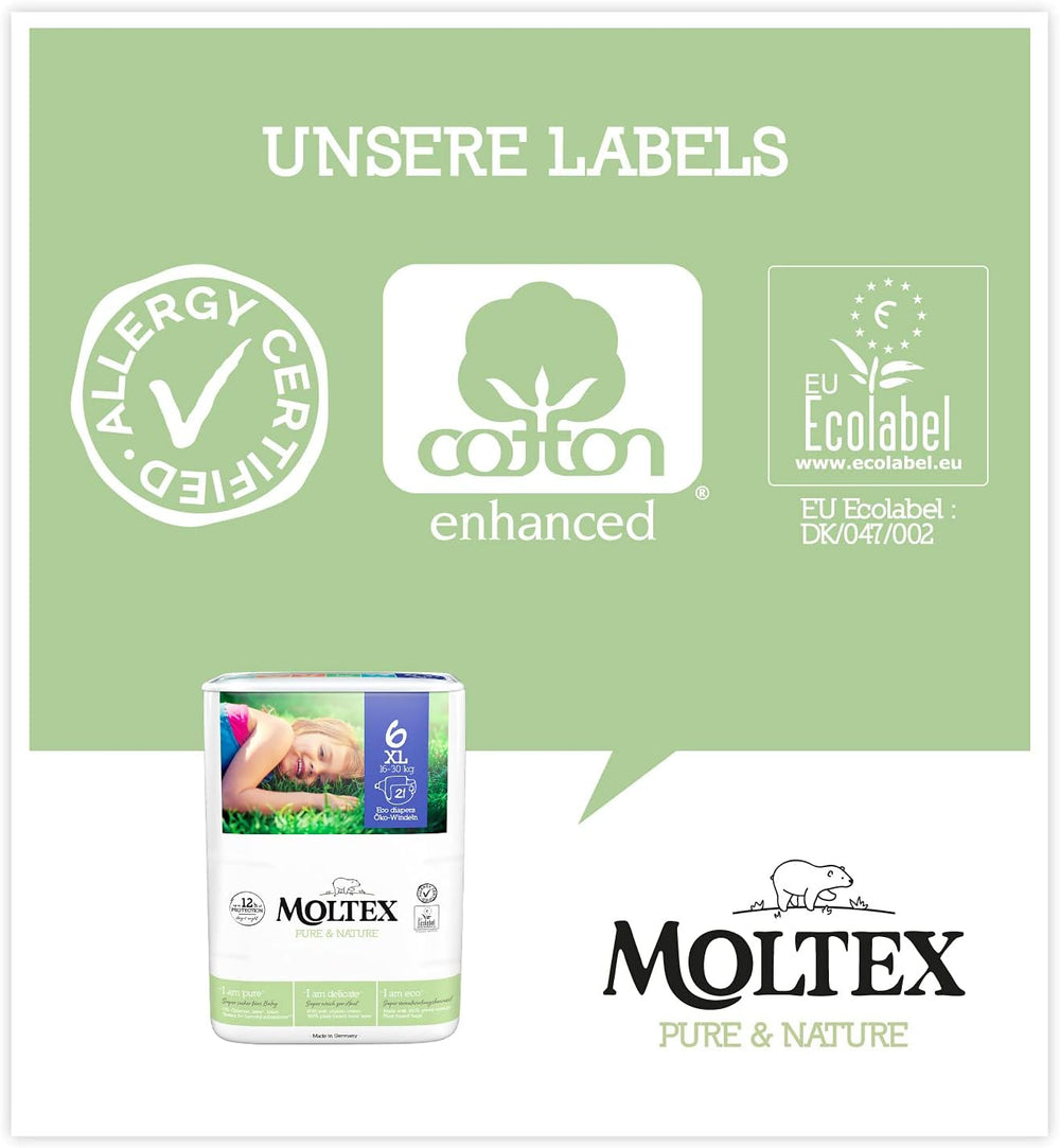 Pannolini biologici Pure & Nature Taglia 6 XL (17-28 kg) Confezione mensile da 84 pannolini biologici