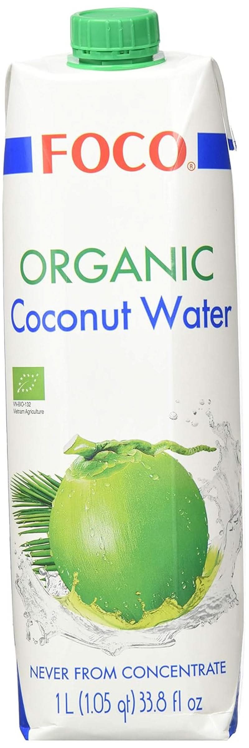 FOCO Acqua di cocco biologica Pure Bevanda sportiva rinfrescante 100% acqua di cocco - 6 x 1 litro Naty Shop 6 x 1 litro puro, bio