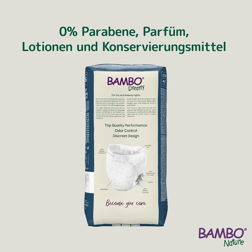 Pannolini Bambo Dreamy Nighttime Pull-Up, grandi (35-50 kg/77-110 libbre), confezione da 10 | Pannolini Pull-Up per bambini | Indumenti da notte ultra assorbenti per l'enuresi notturna