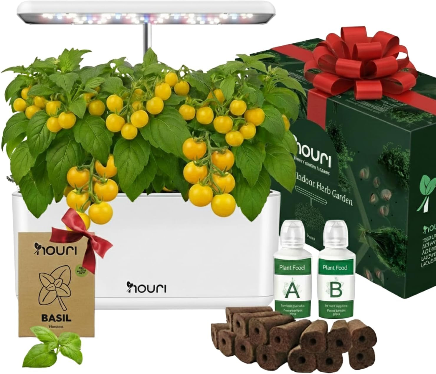 Nuovo 7 Bridge + Basilico cimelio | Giardino intelligente per cuochi casalinghi | Sistema di coltivazione idroponica | Luci progressive a LED | Kit per giardinaggio di erbe aromatiche da interni per amanti delle piante e giardinieri, bianco