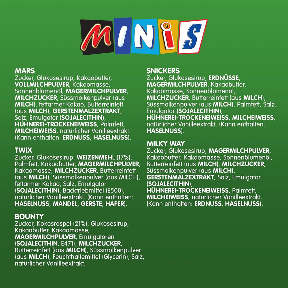 Mini misti, Snickers, Bounty, Twix, Milky Way, confezione sfusa al cioccolato, confezione unica (1 x 400 g) (confezione da 5)