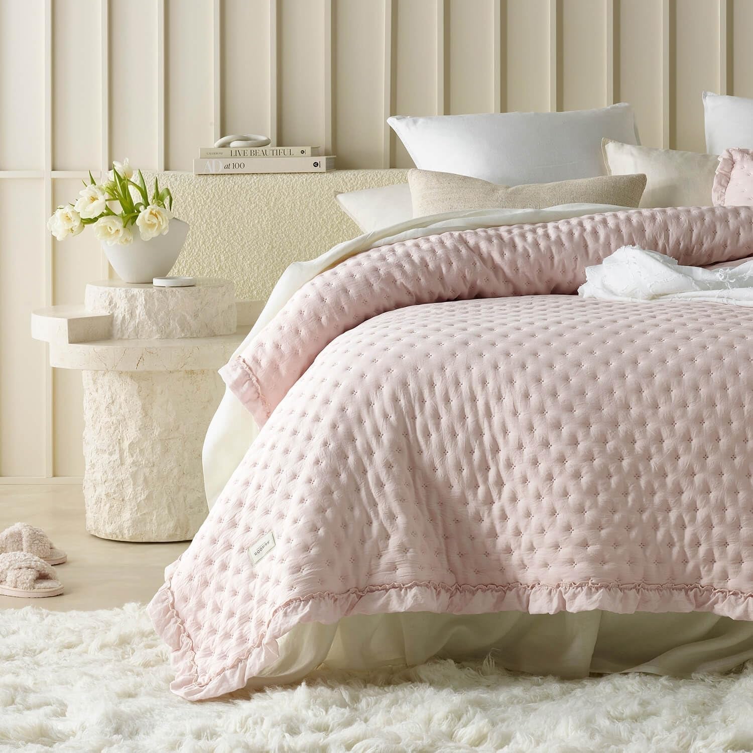 Molly Elegante copriletto in rosa cipria 170 X 210 cm Copriletto versatile come copriletto o divano Coperta per letto e divano Stile coperta Ideale come copriletto Letti e Coperte Besuche den ROOM99-Store Rosa cipria 170X210