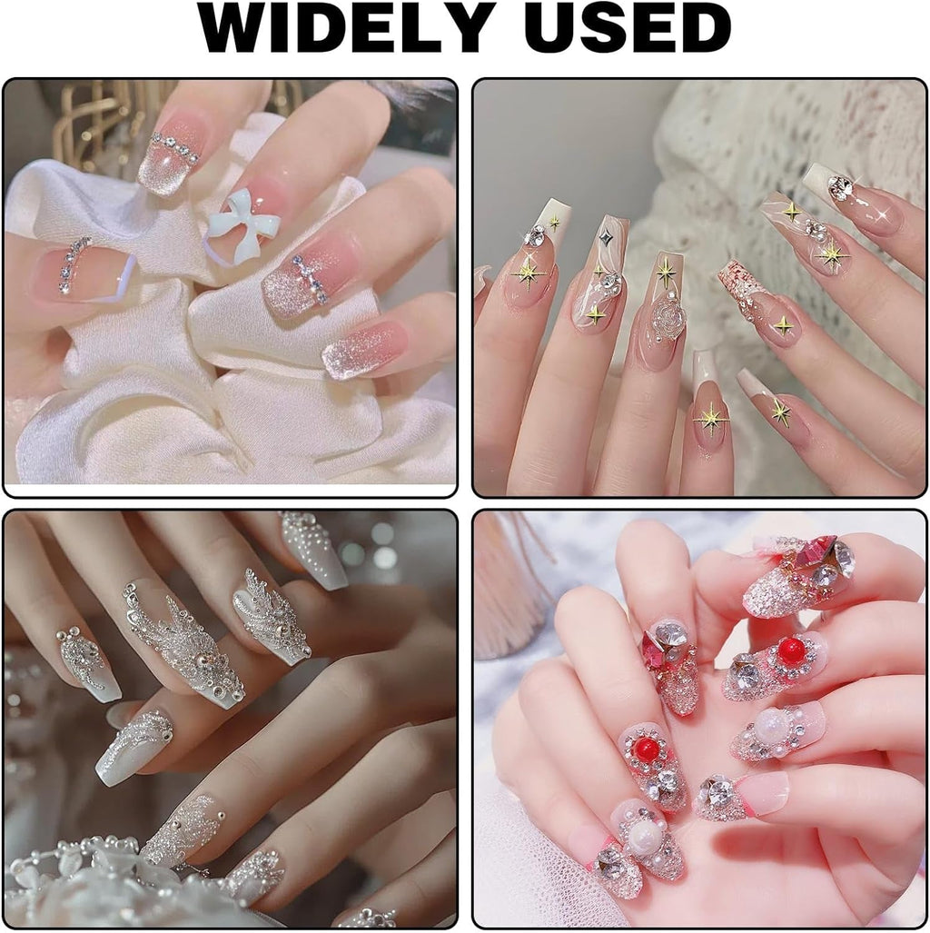 3400 Stück Goldene Und Silberne Sternperlen, Goldene Nagelanhänger, Zubehör Für Nagelschmuck, Schöne Sternnagelanhänger Für Nägel,Nail Art Rhinestones