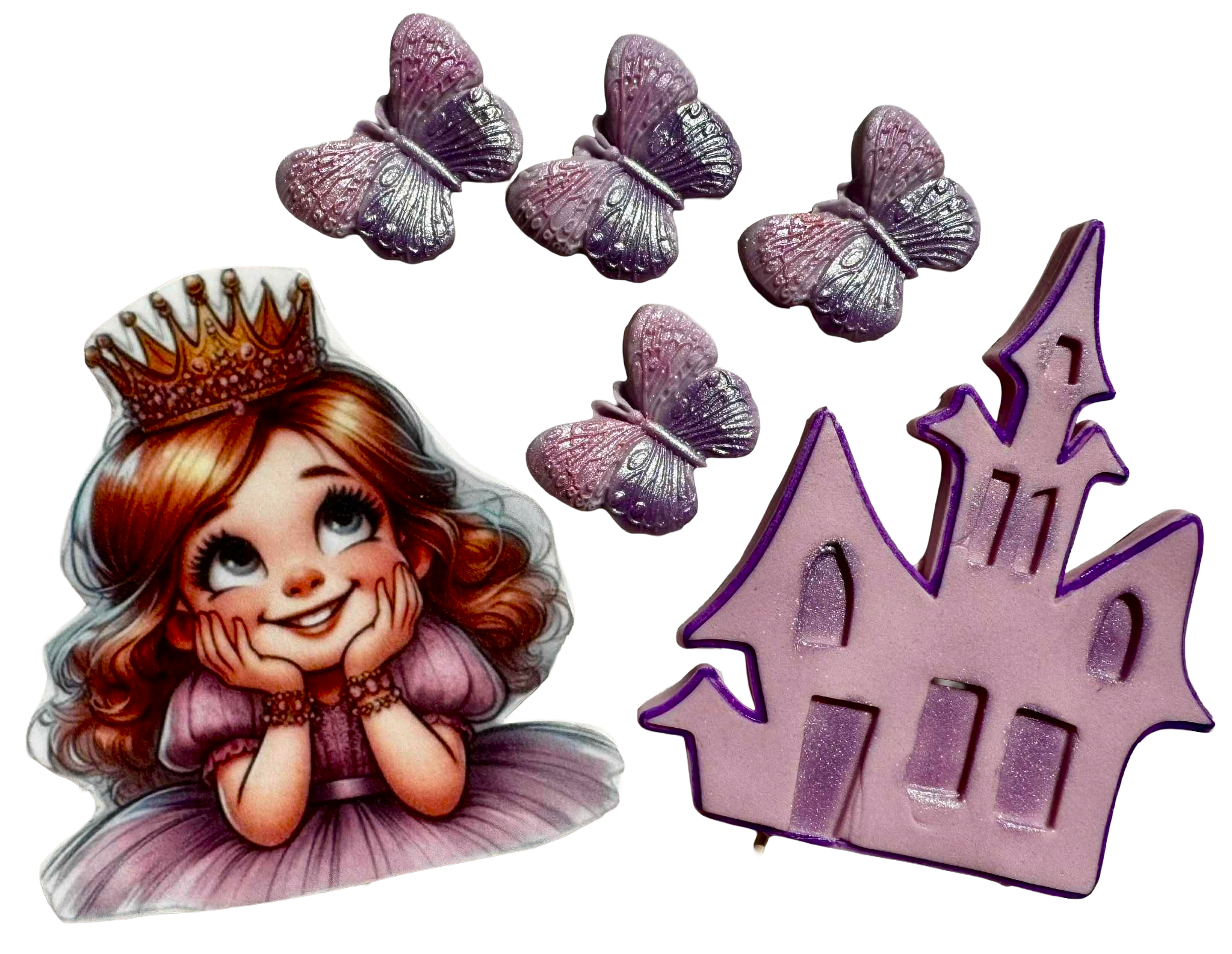 Set 6 decoratiuni comestibile, Mica Printesa Decoratiuni din Pasta de Zahar Nati Shop